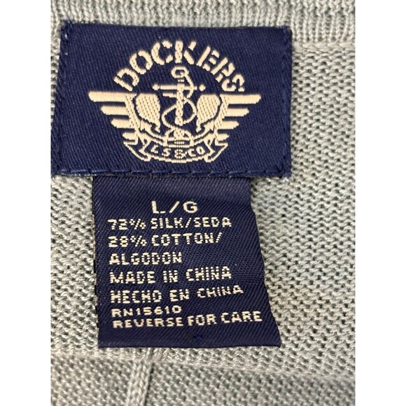 Dockers Knit Shirt Silk Blend Pullover Round Neck SS Sage Green Mens L-44 Chest - Picture 3 of 9